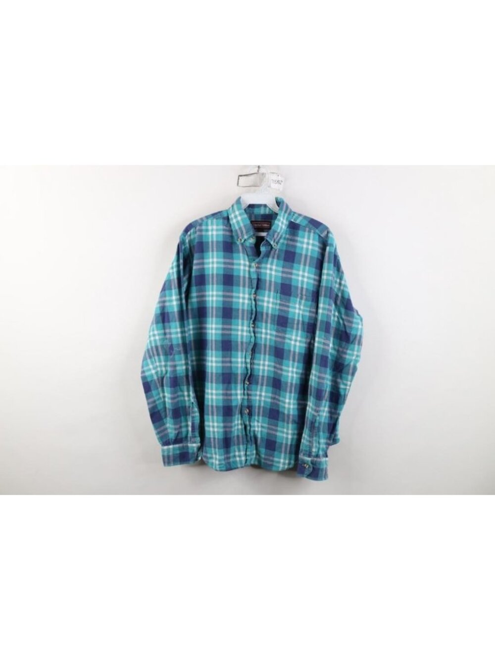 Vintage 90s Flannel Collared Button Down Shirt Mens Size L Checked Plaid Faded